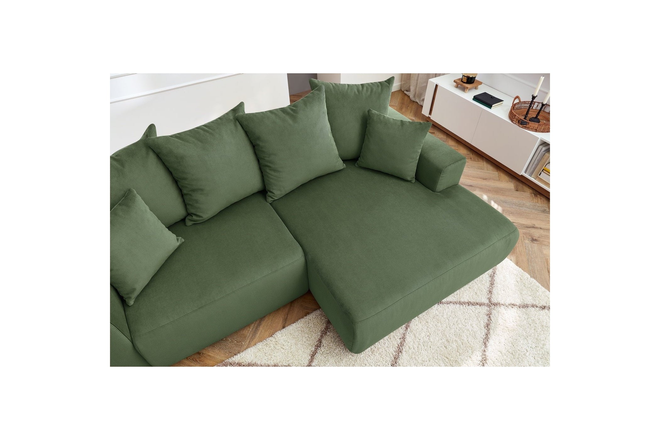 ENJOY fixed corner sofa in corduroy - Right-hand corner - BOBOCHIC - The Bradery