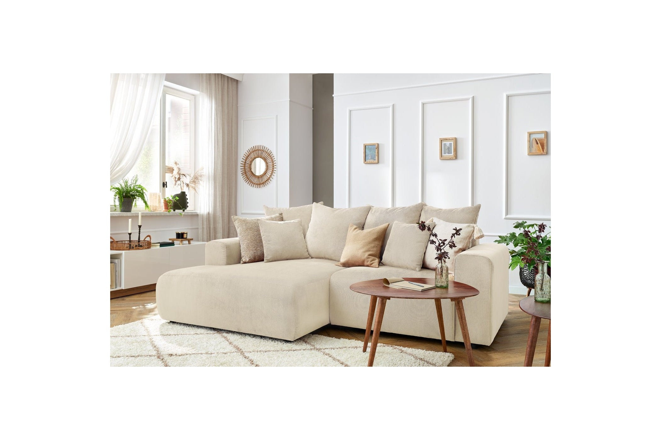 ENJOY fixed corner sofa in corduroy - Left-hand corner - BOBOCHIC - The Bradery