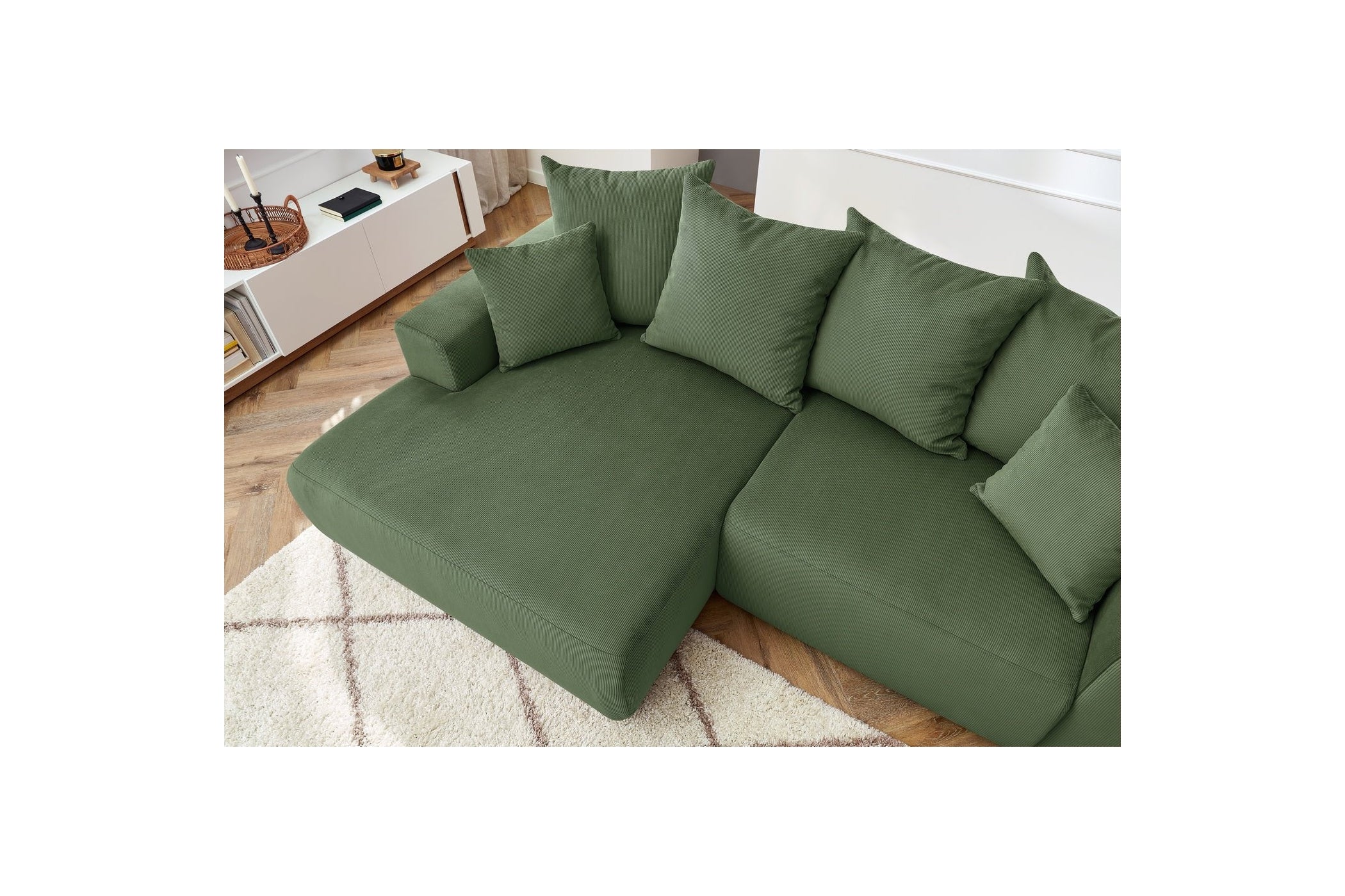 ENJOY fixed corner sofa in corduroy - Left-hand corner - BOBOCHIC - The Bradery