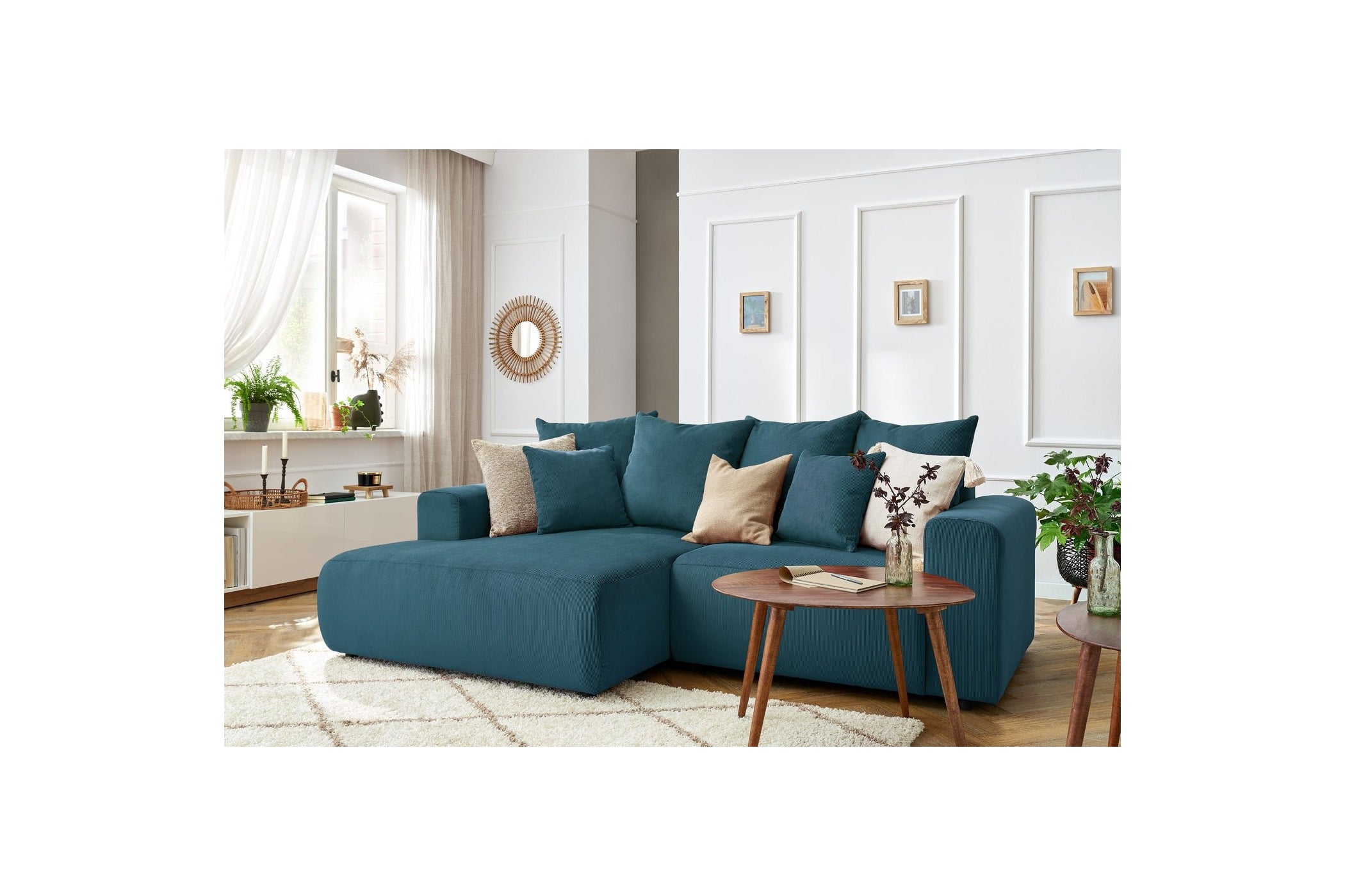 ENJOY fixed corner sofa in corduroy - Left-hand corner - BOBOCHIC - The Bradery