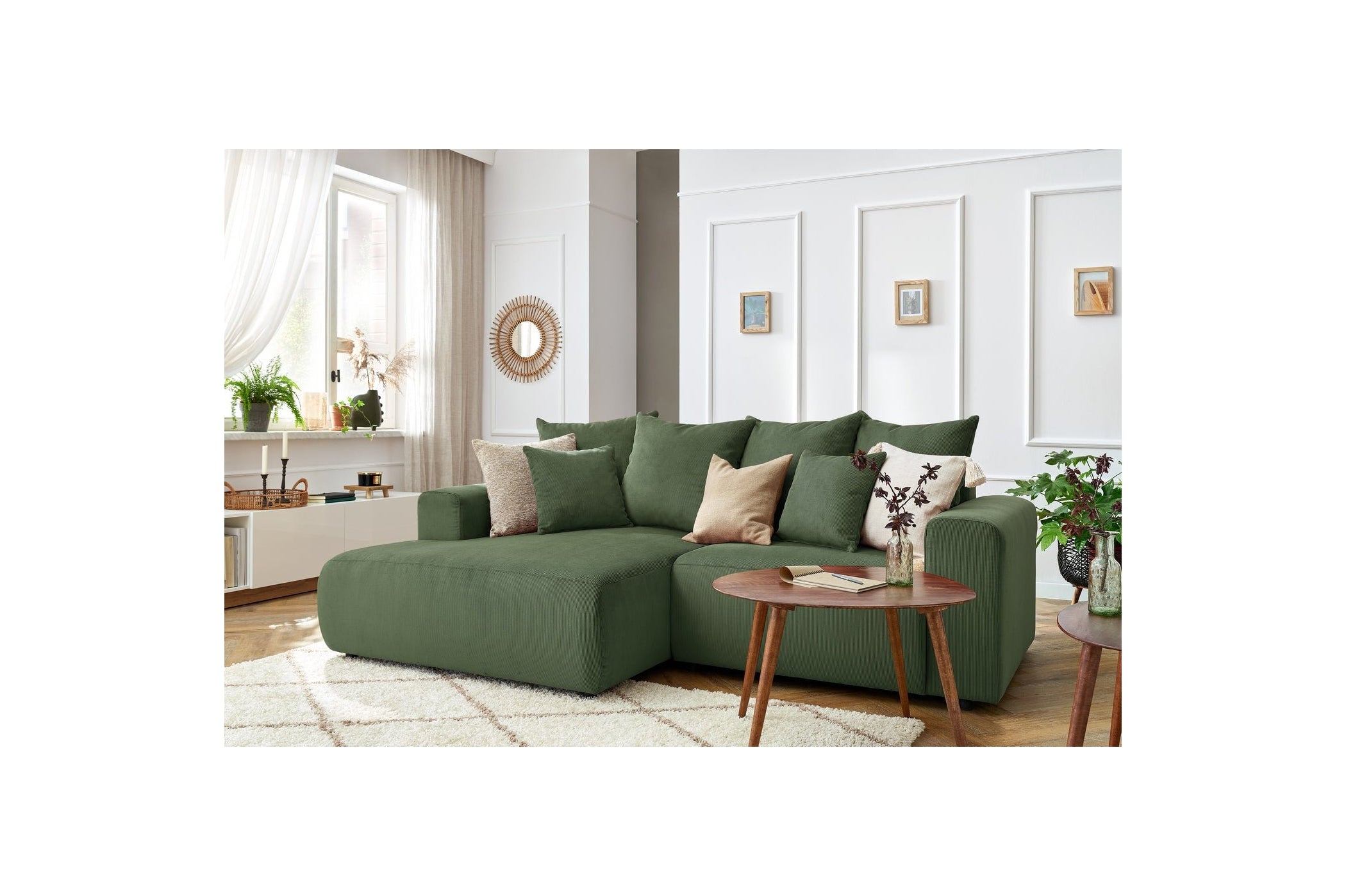 ENJOY fixed corner sofa in corduroy - Left-hand corner - BOBOCHIC - The Bradery