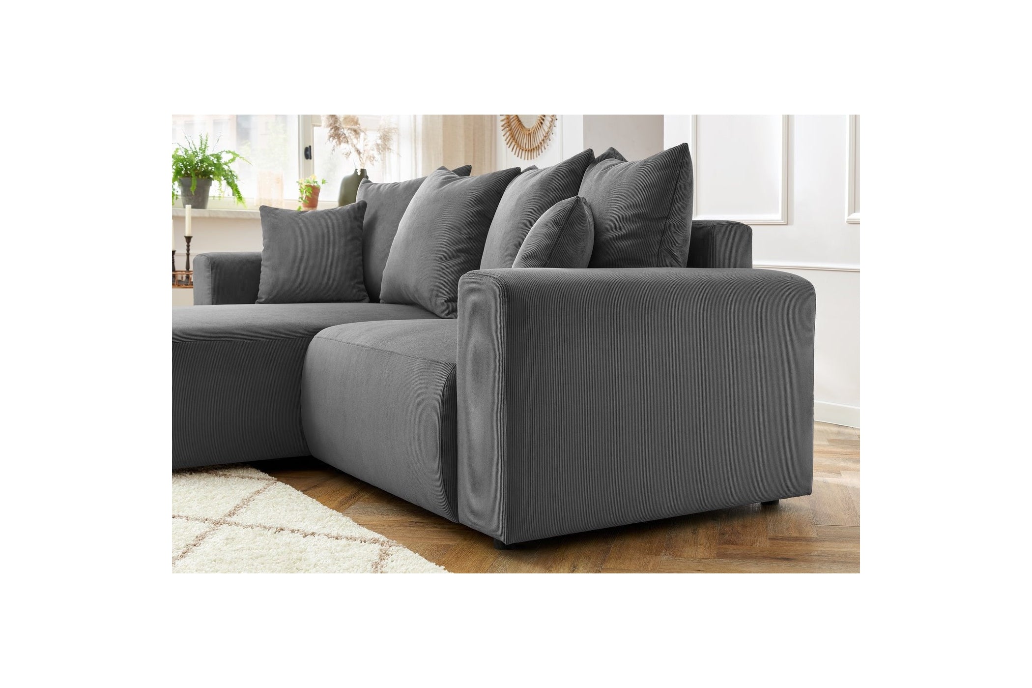 ENJOY fixed corner sofa in corduroy - Left-hand corner - BOBOCHIC - The Bradery