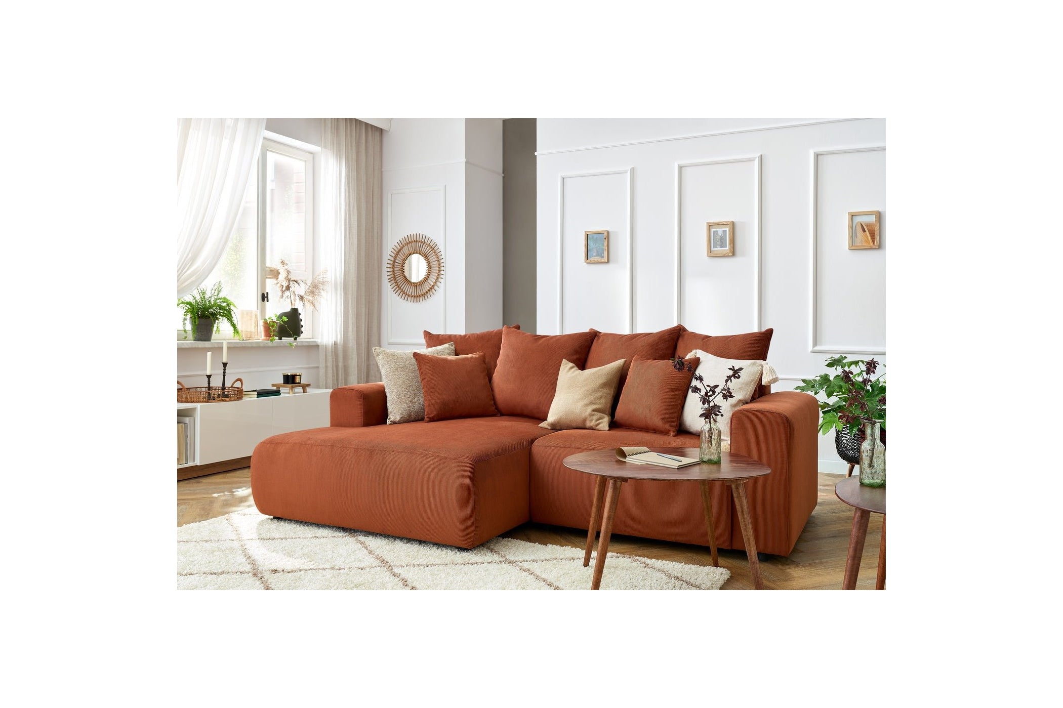 ENJOY fixed corner sofa in corduroy - Left-hand corner - BOBOCHIC - The Bradery