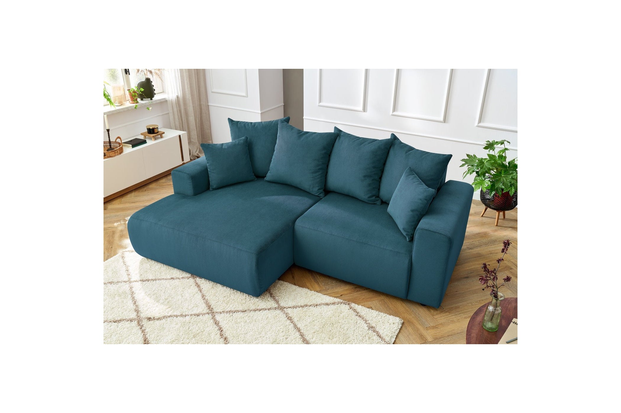 ENJOY fixed corner sofa in corduroy - Left-hand corner - BOBOCHIC - The Bradery