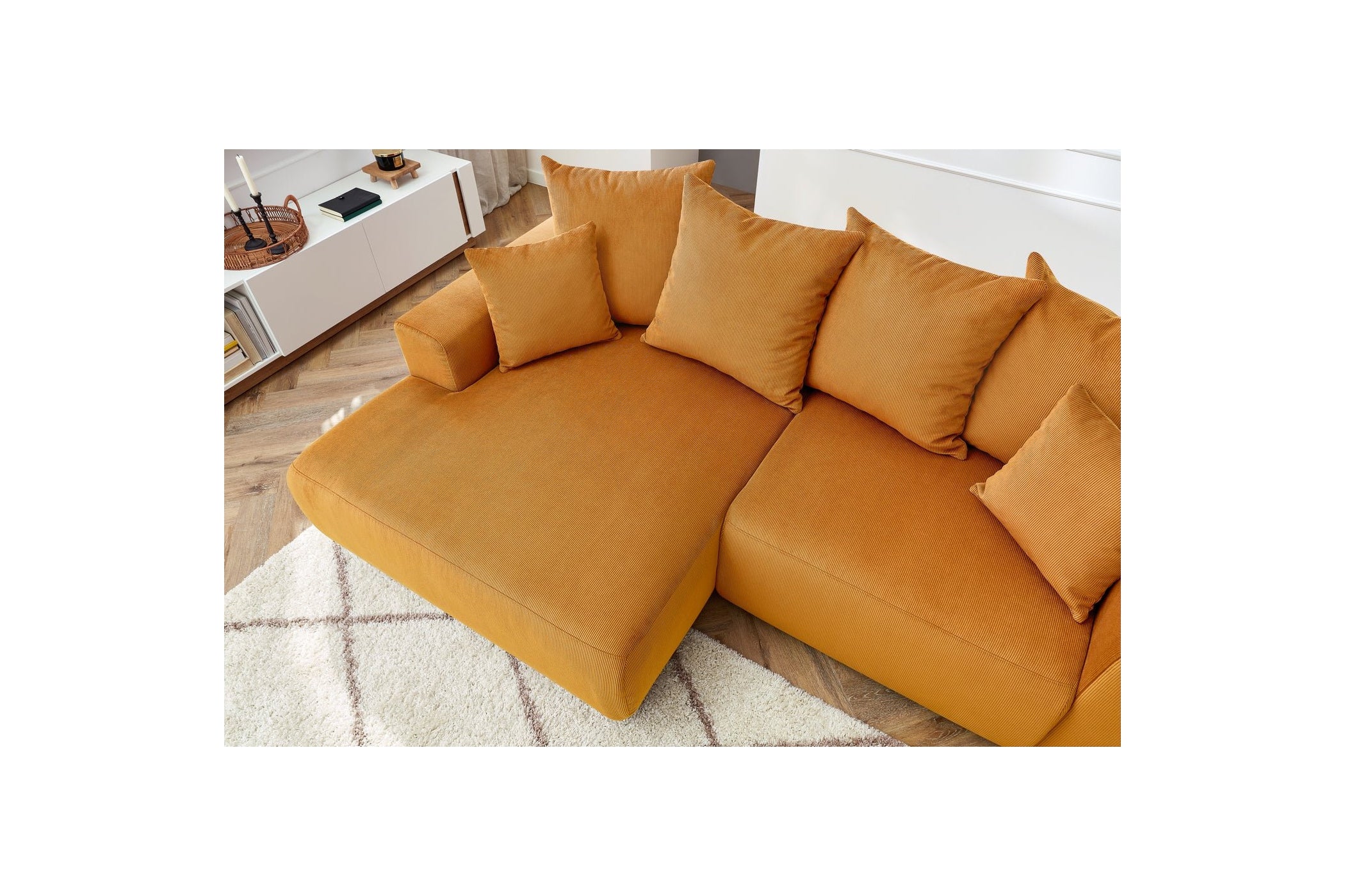 ENJOY fixed corner sofa in corduroy - Left-hand corner - BOBOCHIC - The Bradery