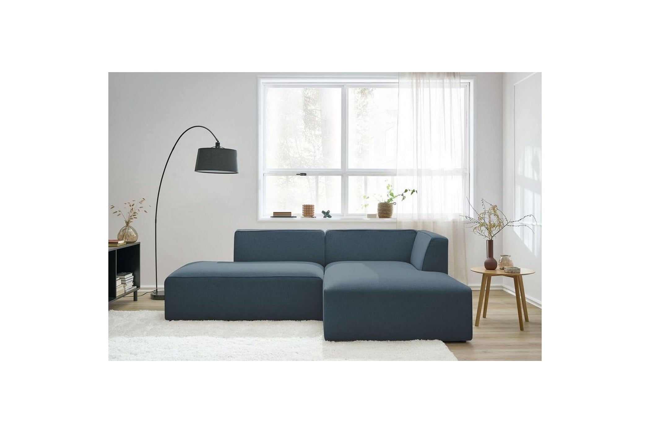 MEGEVE fixed corner sofa in smooth fabric - Right-hand corner - BOBOCHIC - The Bradery