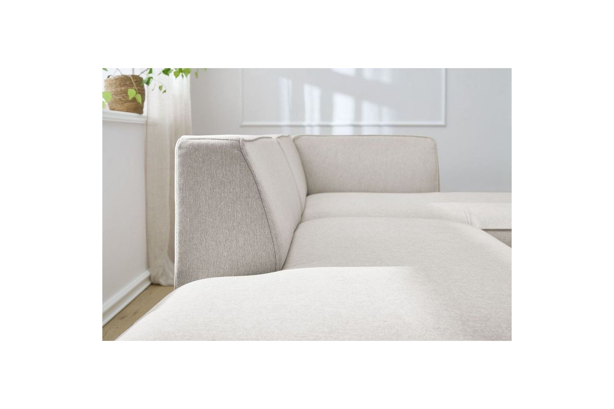 MEGEVE fixed corner sofa in smooth fabric - Right-hand corner - BOBOCHIC - The Bradery