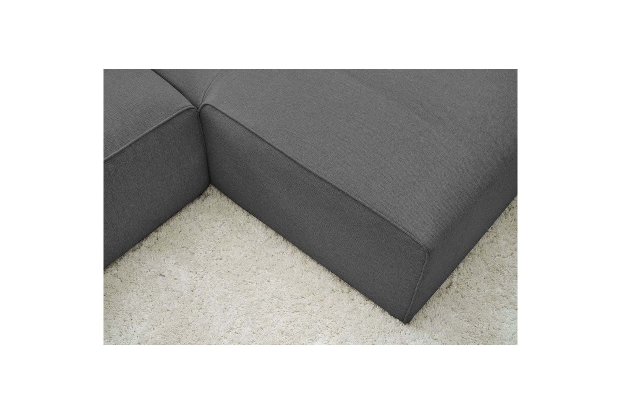 MEGEVE fixed corner sofa in smooth fabric - Right-hand corner - BOBOCHIC - The Bradery