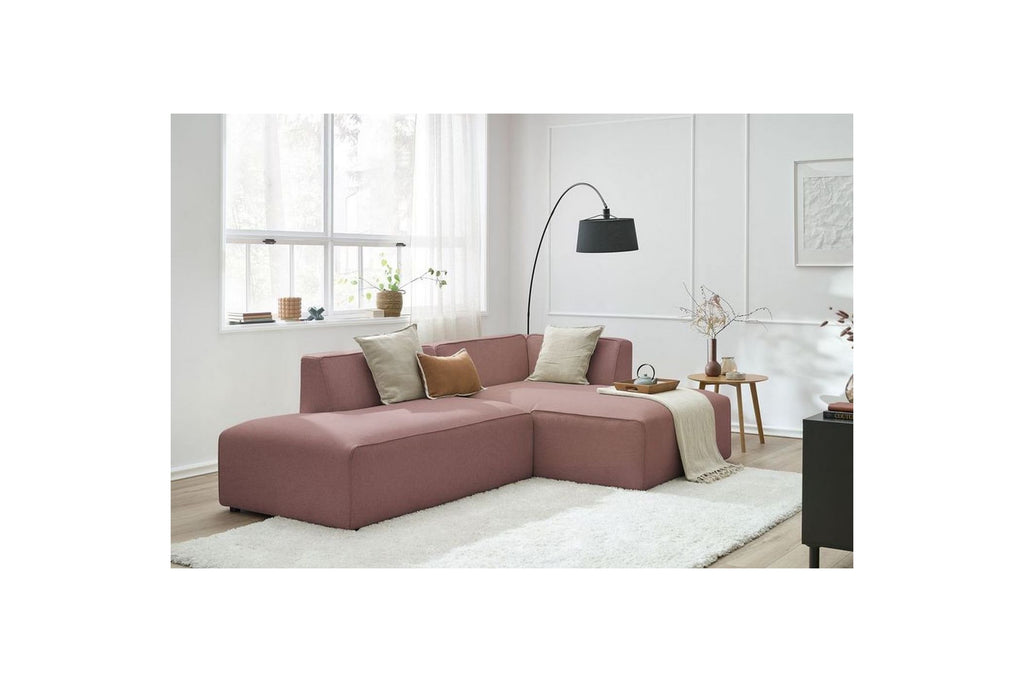 MEGEVE fixed corner sofa in smooth fabric - Right-hand corner - BOBOCHIC - The Bradery