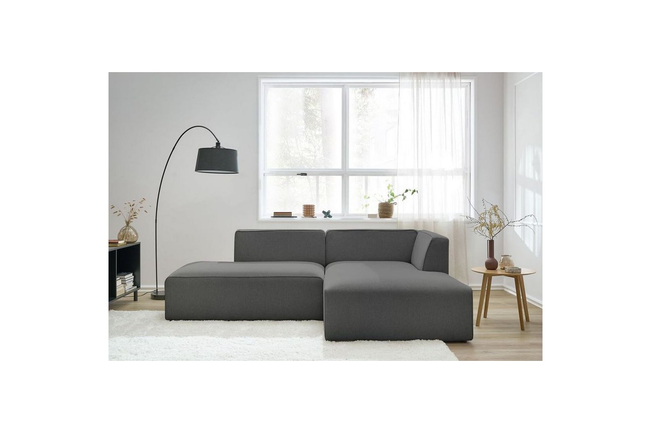 MEGEVE fixed corner sofa in smooth fabric - Right-hand corner - BOBOCHIC - The Bradery