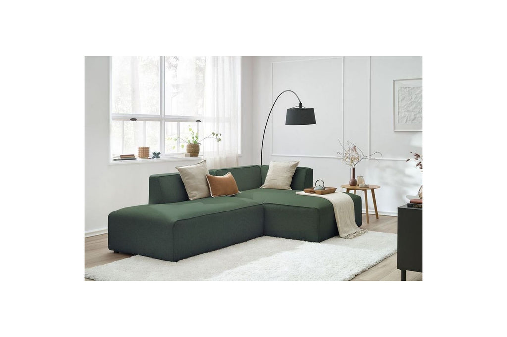MEGEVE fixed corner sofa in smooth fabric - Right-hand corner - BOBOCHIC - The Bradery
