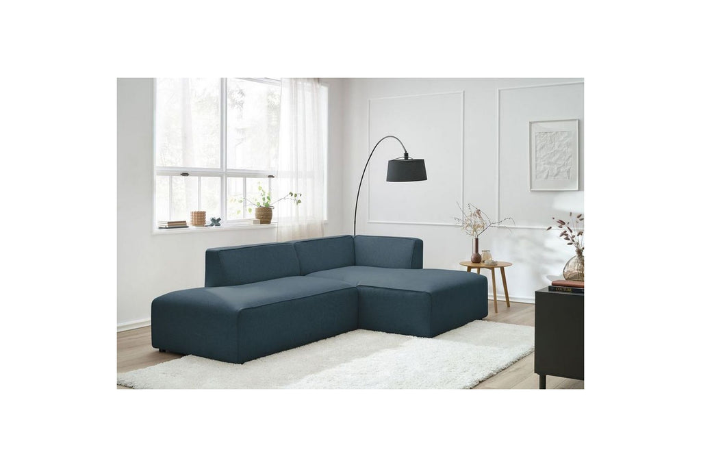 MEGEVE fixed corner sofa in smooth fabric - Right-hand corner - BOBOCHIC - The Bradery
