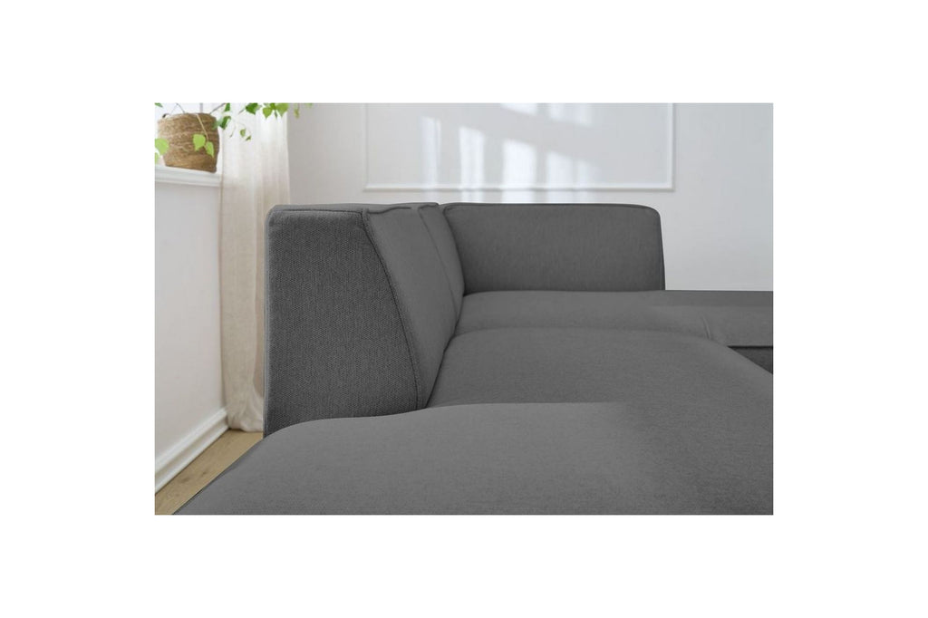 MEGEVE fixed corner sofa in smooth fabric - Right-hand corner - BOBOCHIC - The Bradery
