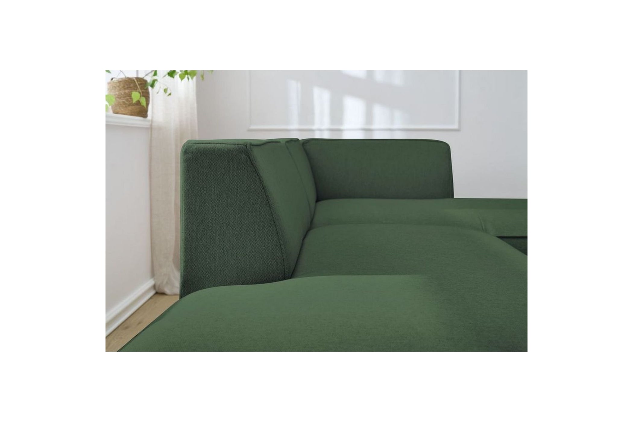 MEGEVE fixed corner sofa in smooth fabric - Right-hand corner - BOBOCHIC - The Bradery