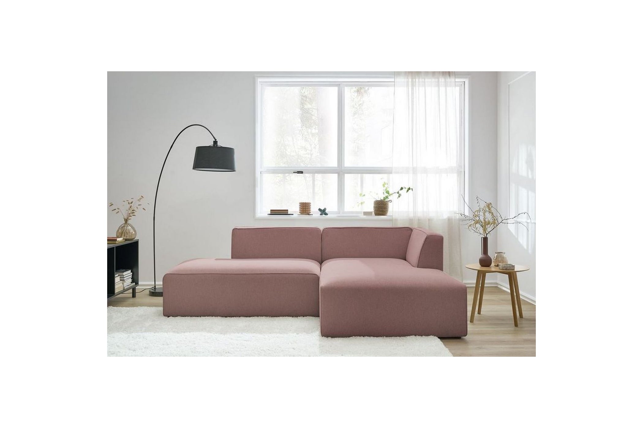 MEGEVE fixed corner sofa in smooth fabric - Right-hand corner - BOBOCHIC - The Bradery