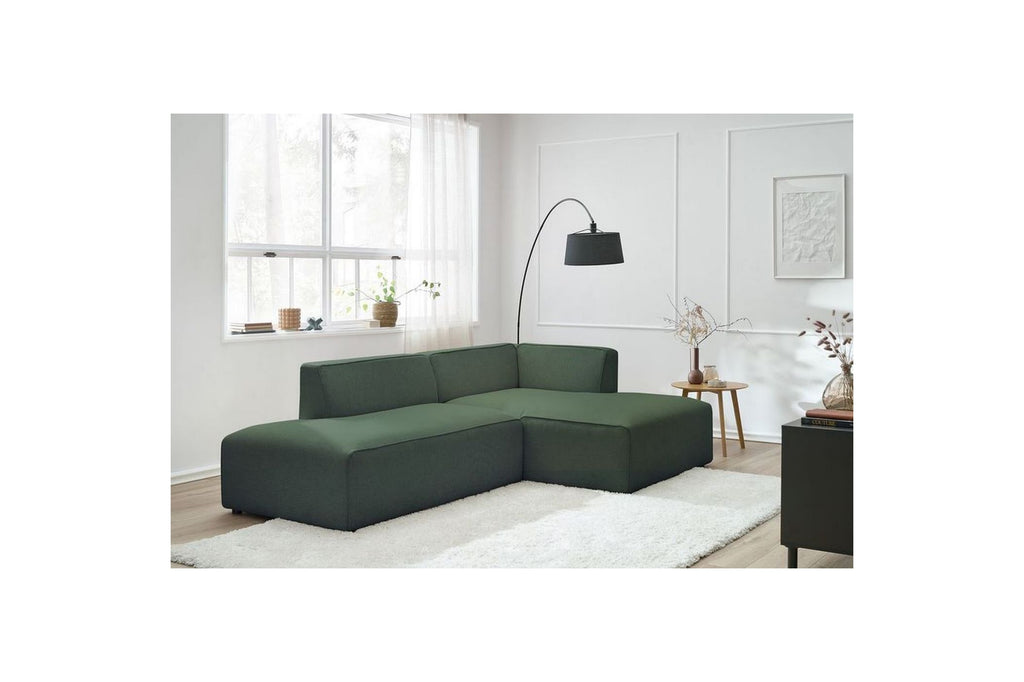 MEGEVE fixed corner sofa in smooth fabric - Right-hand corner - BOBOCHIC - The Bradery