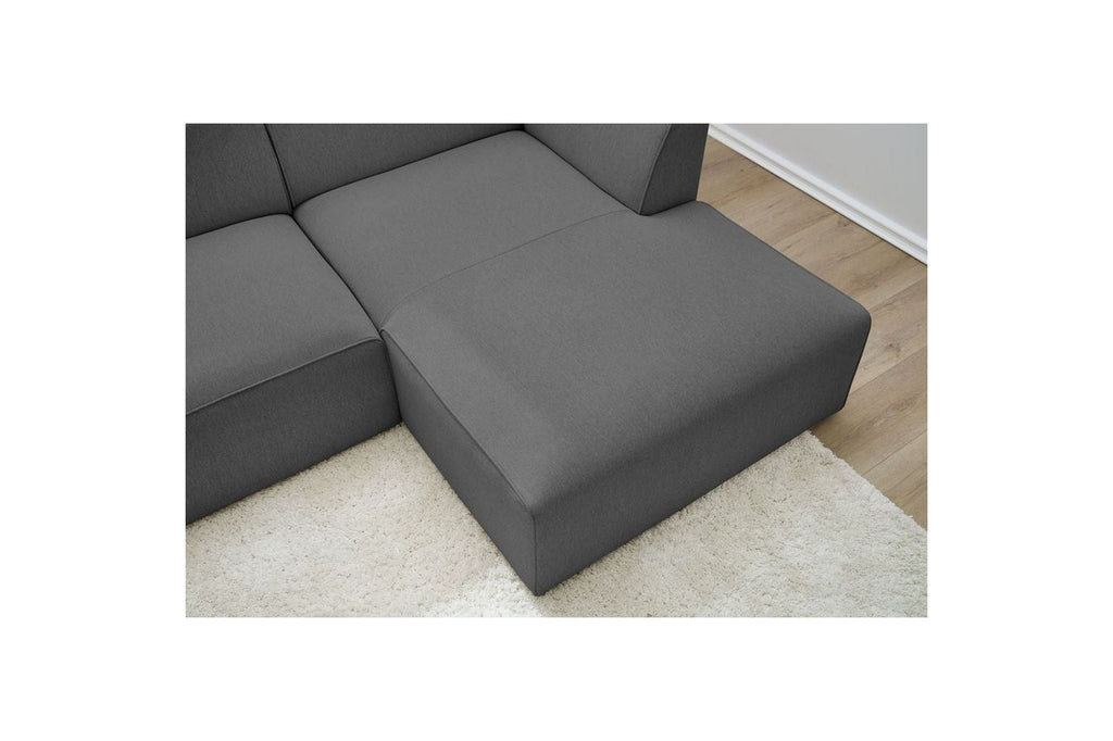 MEGEVE fixed corner sofa in smooth fabric - Right-hand corner - BOBOCHIC - The Bradery