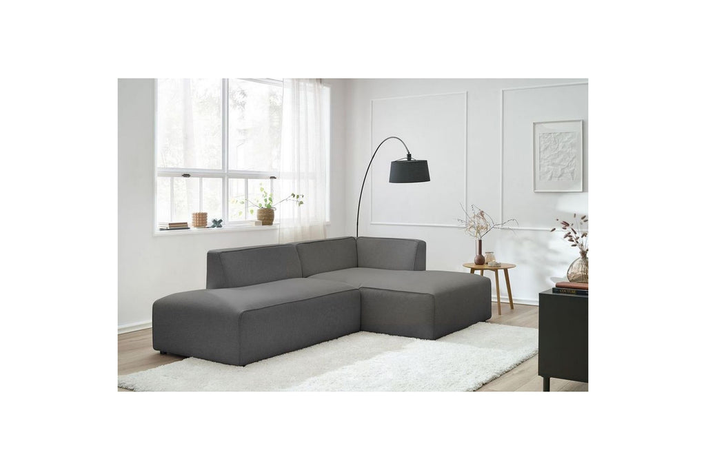MEGEVE fixed corner sofa in smooth fabric - Right-hand corner - BOBOCHIC - The Bradery