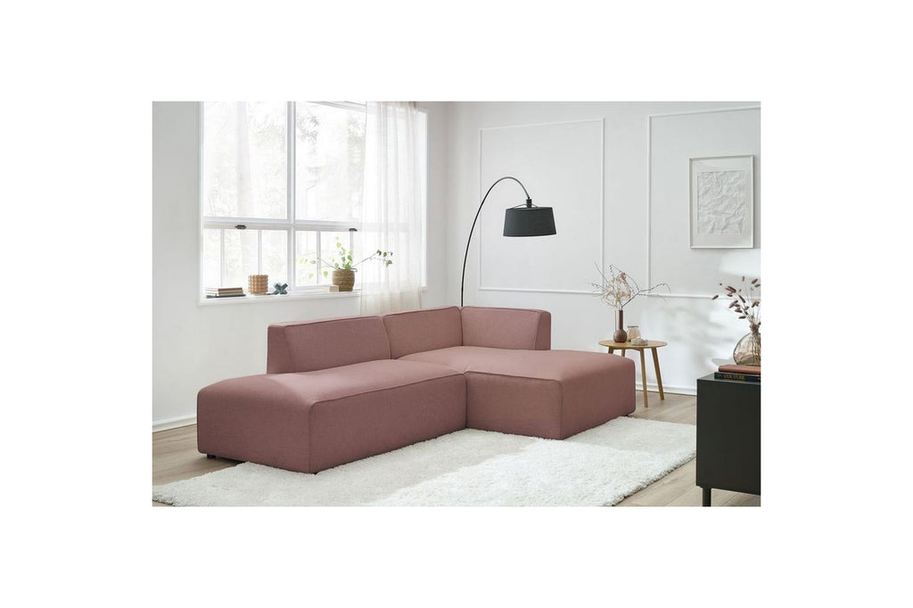 MEGEVE fixed corner sofa in smooth fabric - Right-hand corner - BOBOCHIC - The Bradery