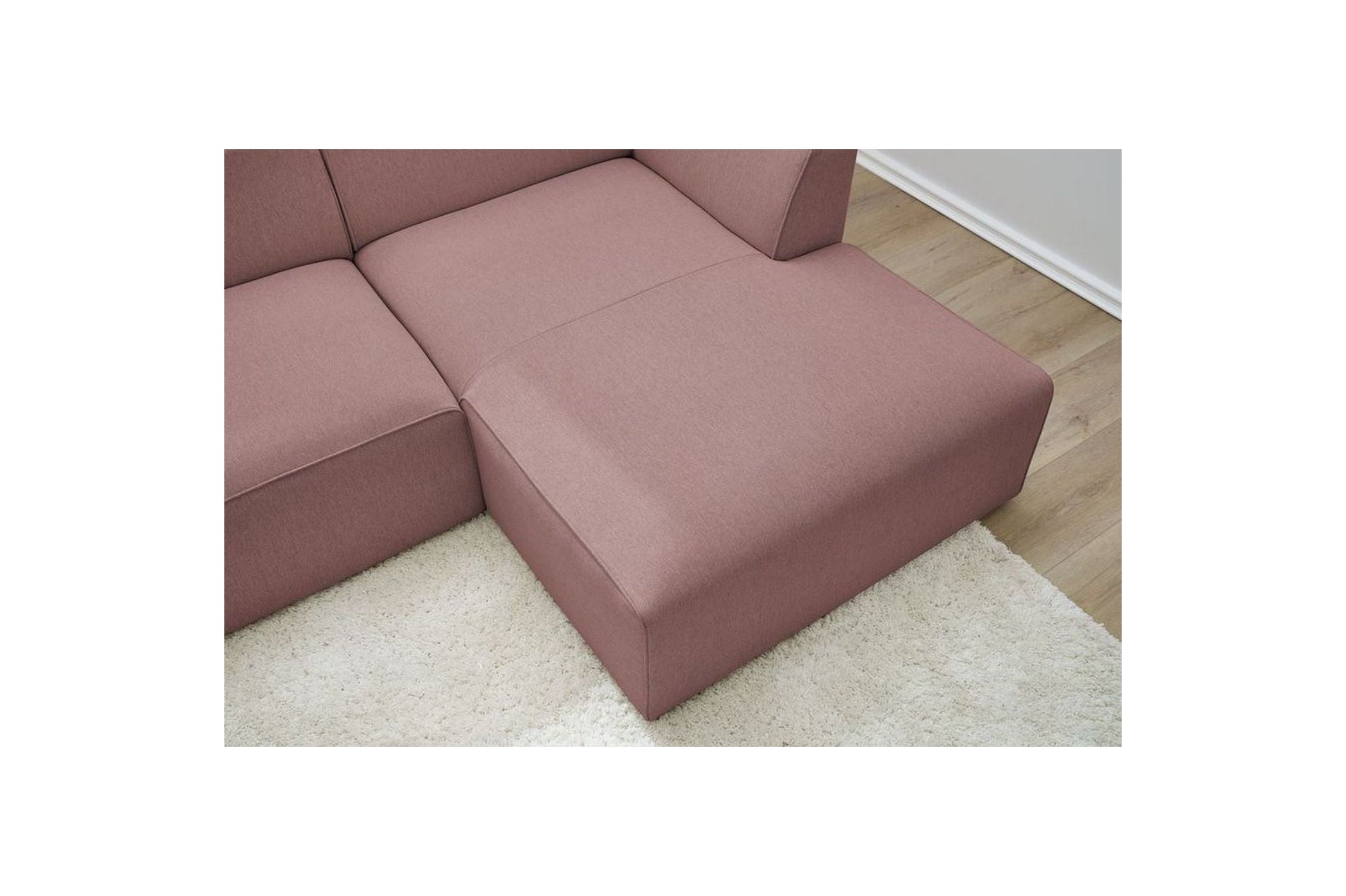 MEGEVE fixed corner sofa in smooth fabric - Right-hand corner - BOBOCHIC - The Bradery