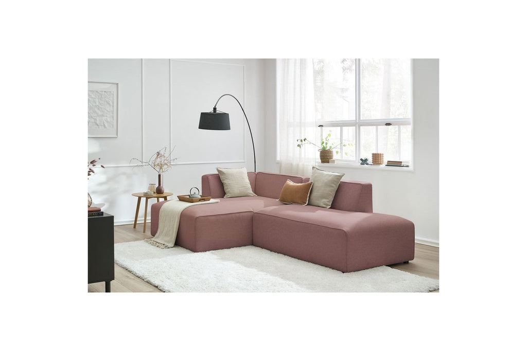 MEGEVE fixed corner sofa in smooth fabric - Left-hand corner - BOBOCHIC - The Bradery