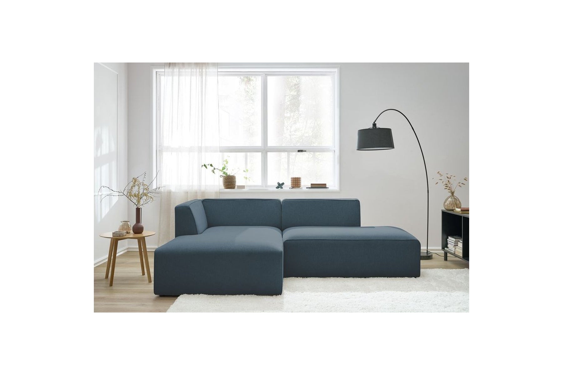 MEGEVE fixed corner sofa in smooth fabric - Left-hand corner - BOBOCHIC - The Bradery