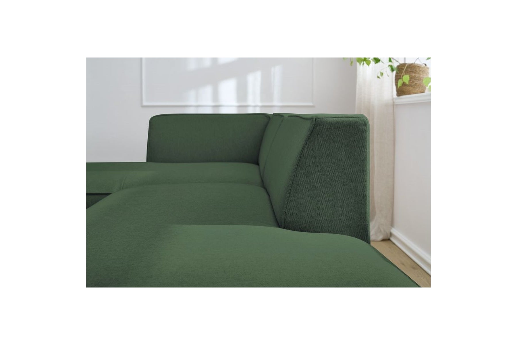 MEGEVE fixed corner sofa in smooth fabric - Left-hand corner - BOBOCHIC - The Bradery