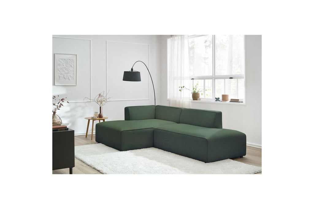 MEGEVE fixed corner sofa in smooth fabric - Left-hand corner - BOBOCHIC - The Bradery