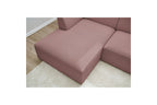 MEGEVE fixed corner sofa in smooth fabric - Left-hand corner - BOBOCHIC - The Bradery