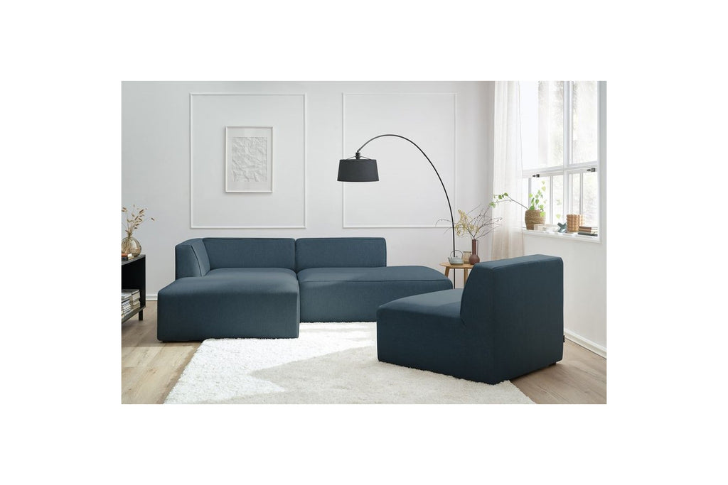 MEGEVE fixed corner sofa in smooth fabric - Left-hand corner - BOBOCHIC - The Bradery