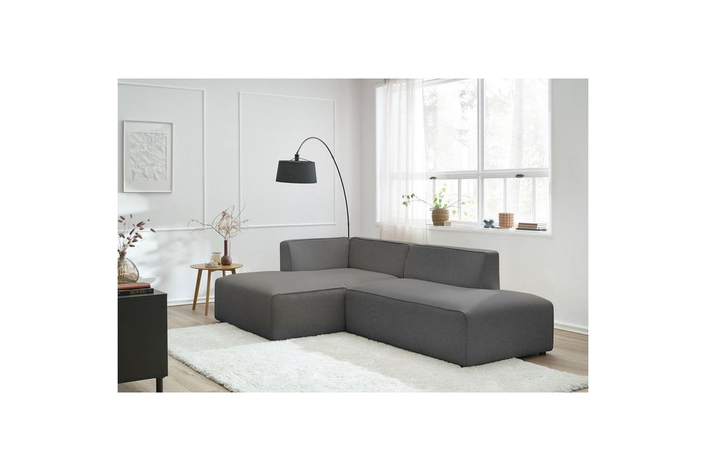 MEGEVE fixed corner sofa in smooth fabric - Left-hand corner - BOBOCHIC - The Bradery