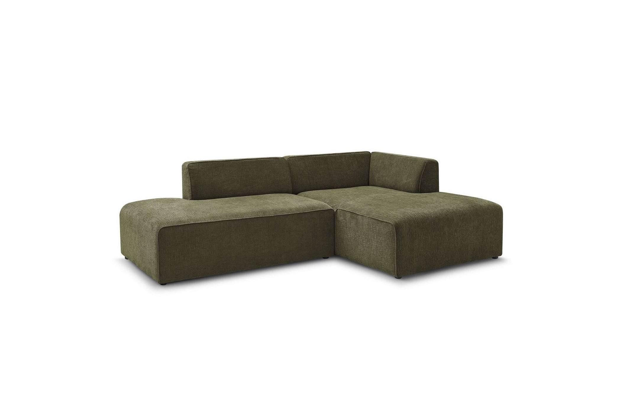 MEGEVE fixed corner sofa in textured fabric - Right-hand corner - BOBOCHIC - The Bradery