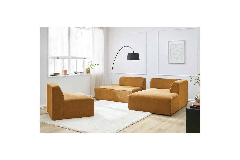 MEGEVE fixed corner sofa in textured fabric - Right-hand corner - BOBOCHIC - The Bradery