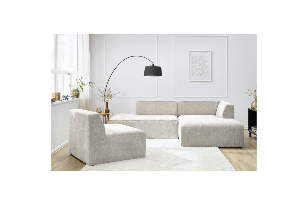 MEGEVE fixed corner sofa in textured fabric - Right-hand corner - BOBOCHIC - The Bradery
