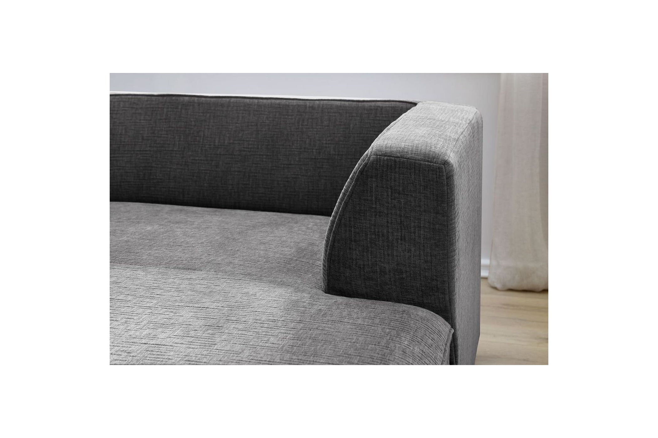 MEGEVE fixed corner sofa in textured fabric - Right-hand corner - BOBOCHIC - The Bradery