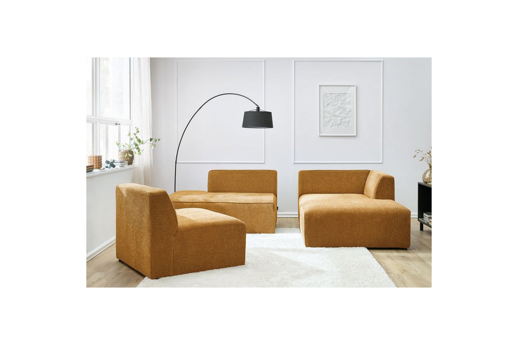 MEGEVE fixed corner sofa in textured fabric - Right-hand corner - BOBOCHIC - The Bradery