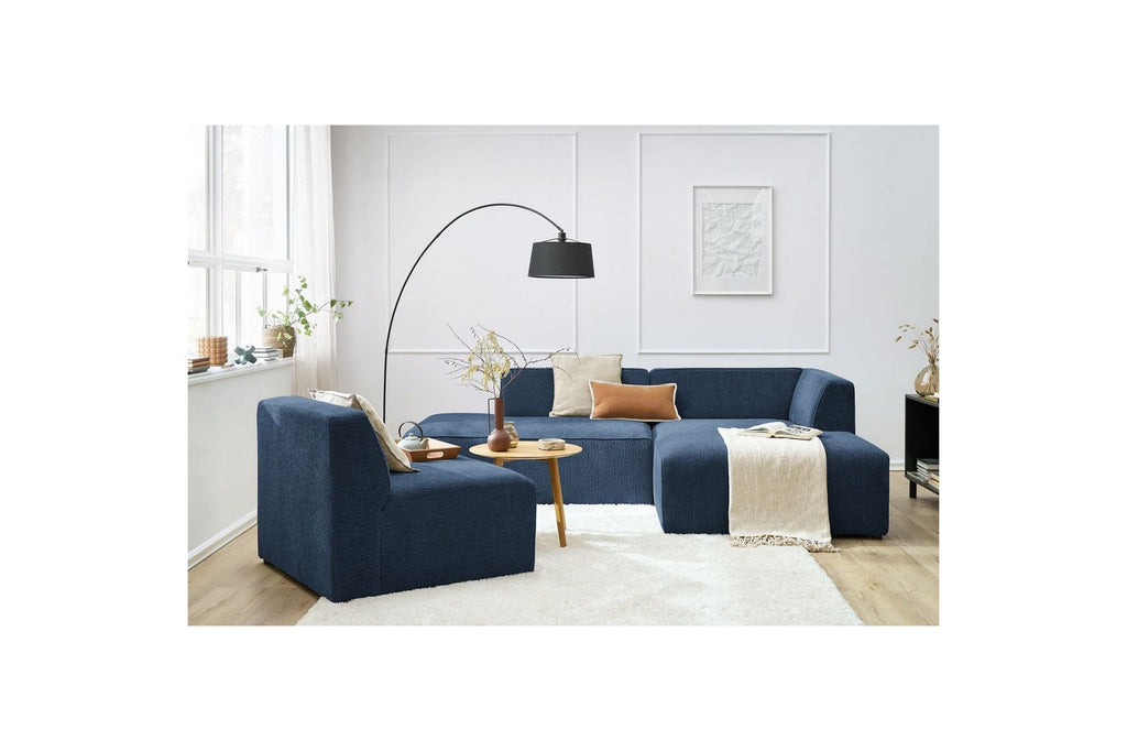 MEGEVE fixed corner sofa in textured fabric - Right-hand corner - BOBOCHIC - The Bradery