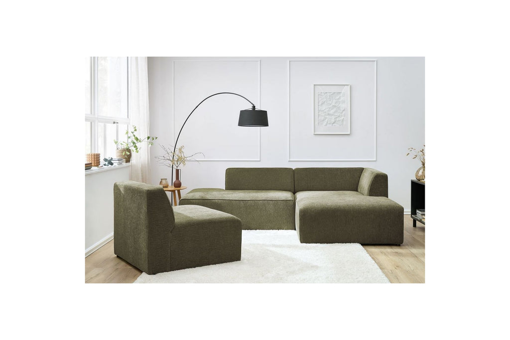 MEGEVE fixed corner sofa in textured fabric - Right-hand corner - BOBOCHIC - The Bradery