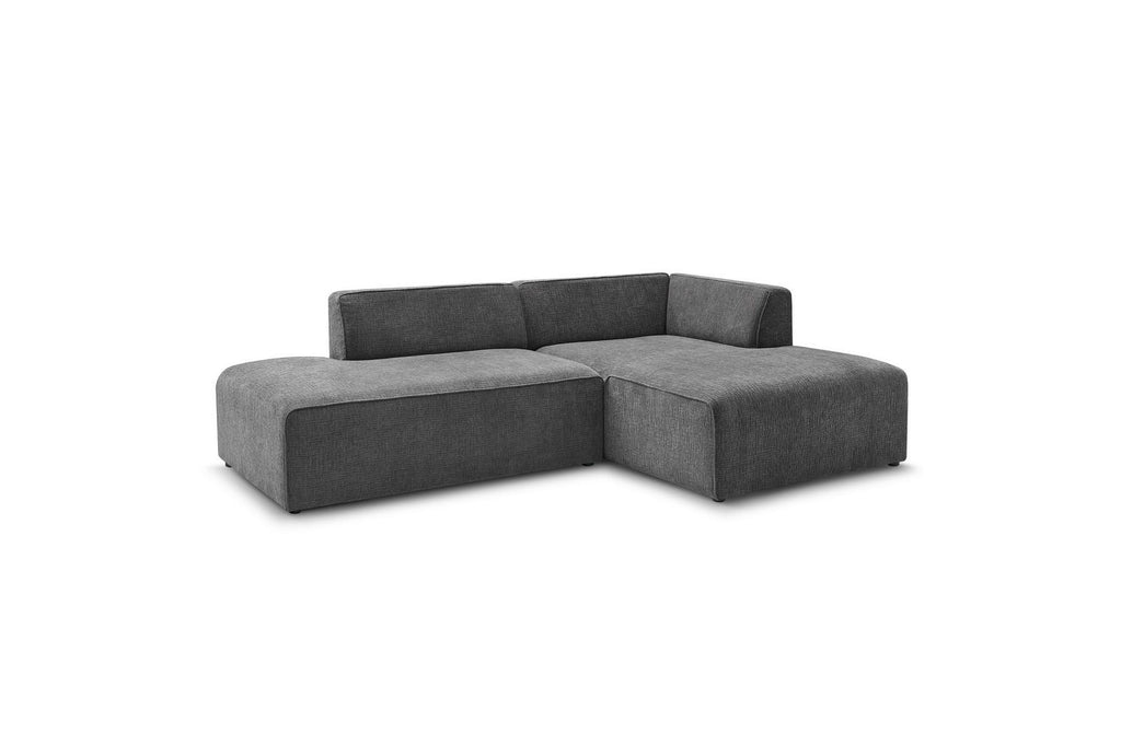 MEGEVE fixed corner sofa in textured fabric - Right-hand corner - BOBOCHIC - The Bradery