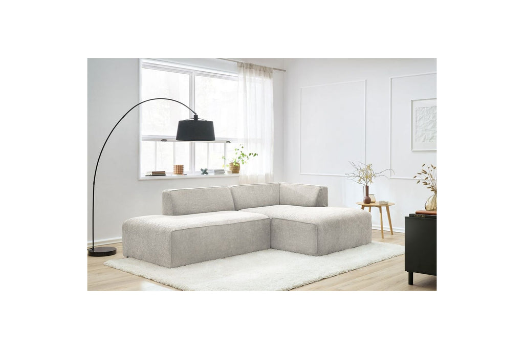 MEGEVE fixed corner sofa in textured fabric - Right-hand corner - BOBOCHIC - The Bradery