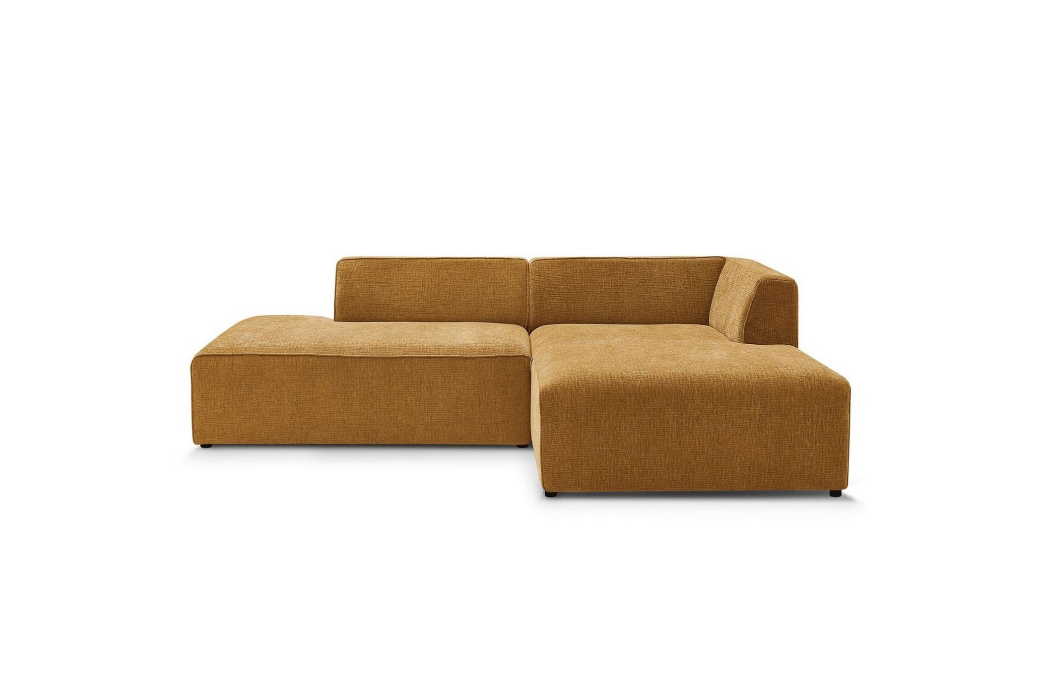 MEGEVE fixed corner sofa in textured fabric - Right-hand corner - BOBOCHIC - The Bradery