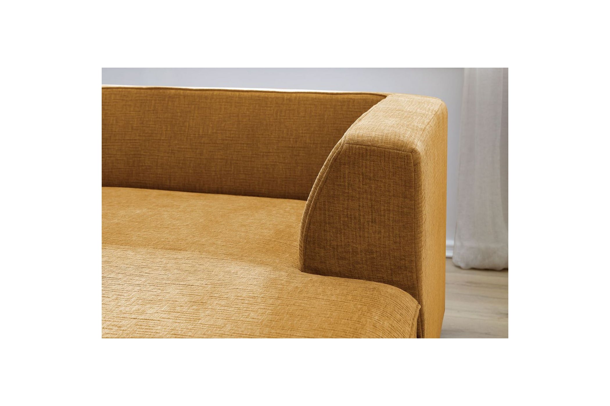 MEGEVE fixed corner sofa in textured fabric - Right-hand corner - BOBOCHIC - The Bradery