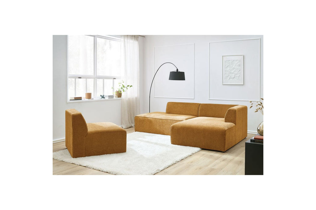 MEGEVE fixed corner sofa in textured fabric - Right-hand corner - BOBOCHIC - The Bradery