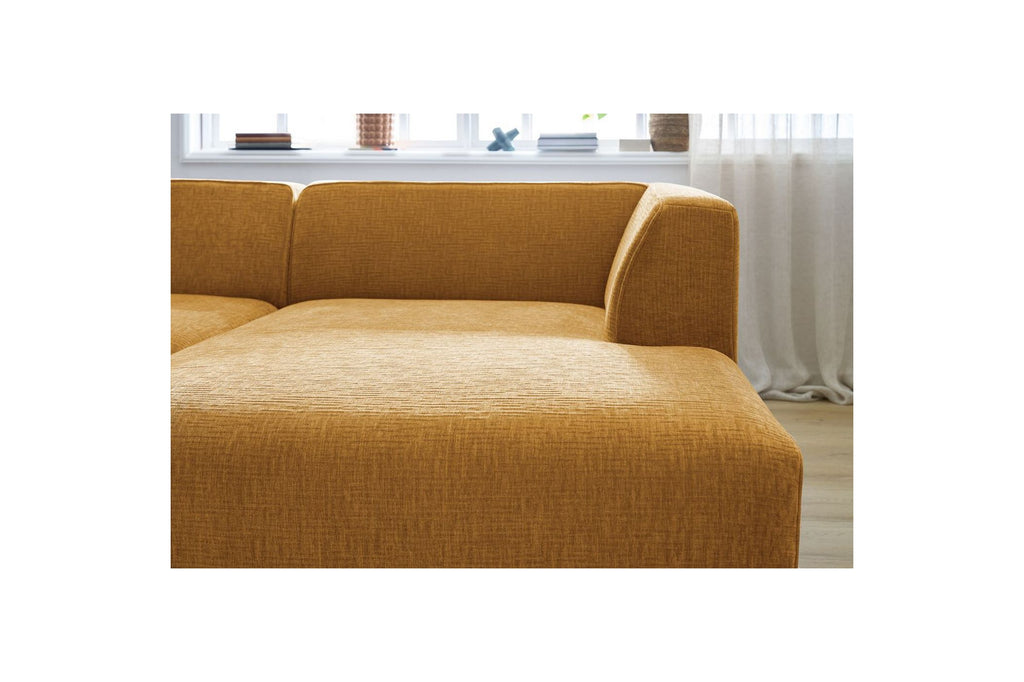 MEGEVE fixed corner sofa in textured fabric - Right-hand corner - BOBOCHIC - The Bradery