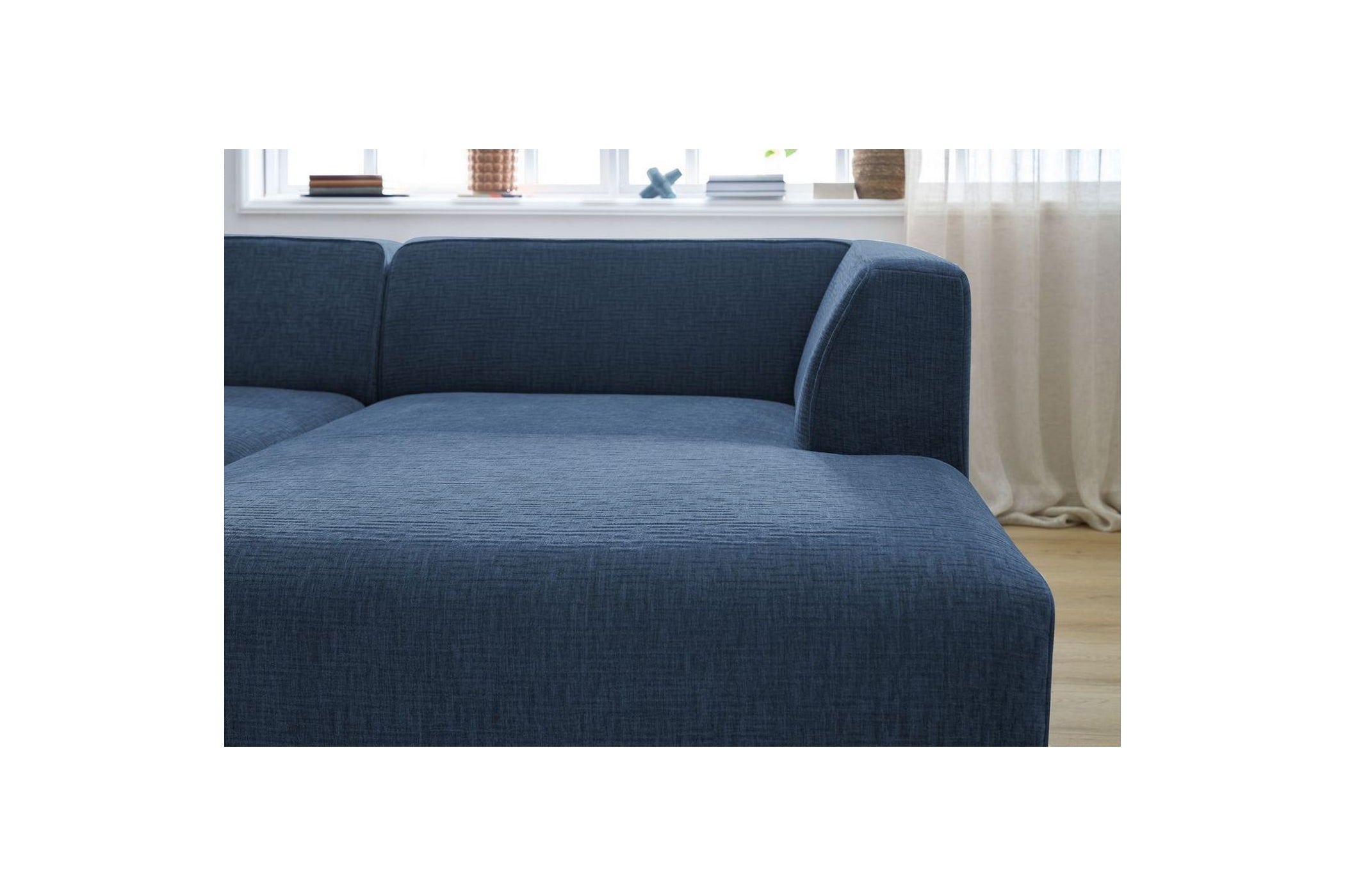 MEGEVE fixed corner sofa in textured fabric - Right-hand corner - BOBOCHIC - The Bradery