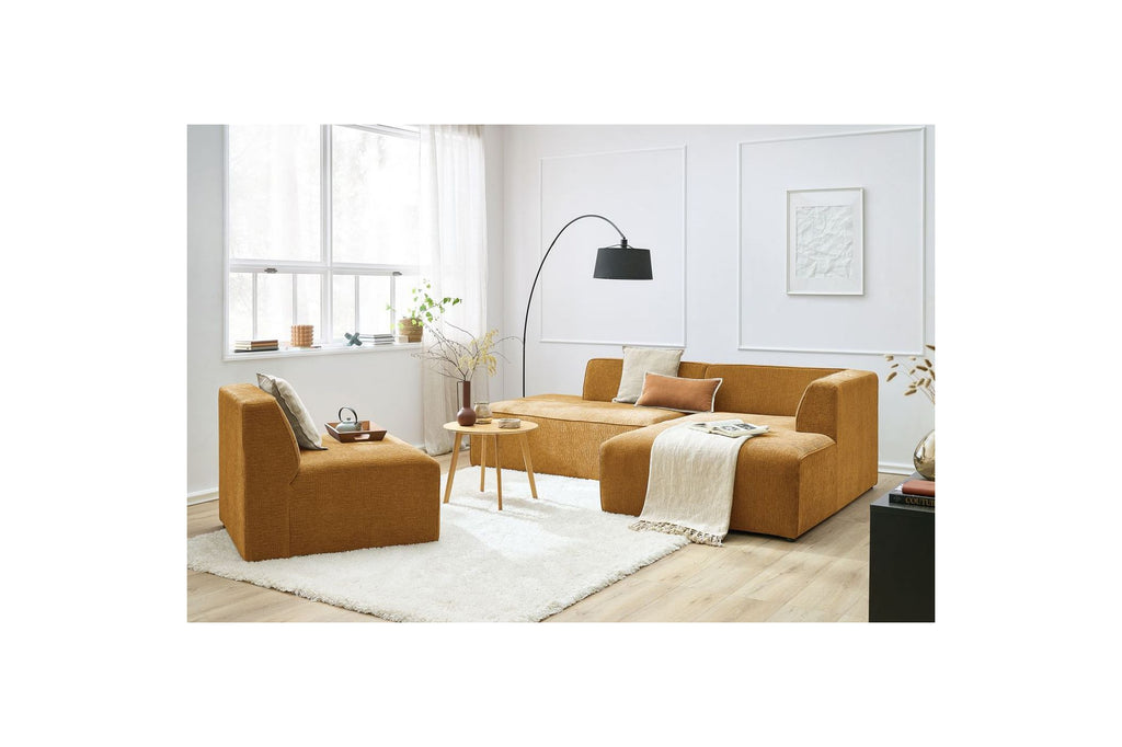 MEGEVE fixed corner sofa in textured fabric - Right-hand corner - BOBOCHIC - The Bradery