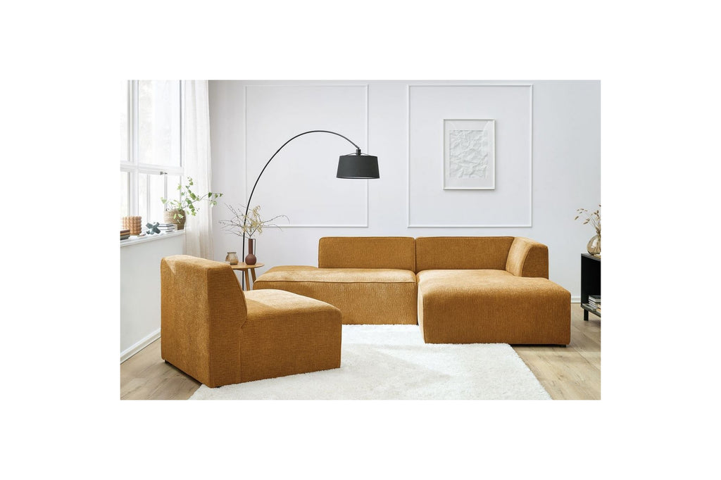 MEGEVE fixed corner sofa in textured fabric - Right-hand corner - BOBOCHIC - The Bradery