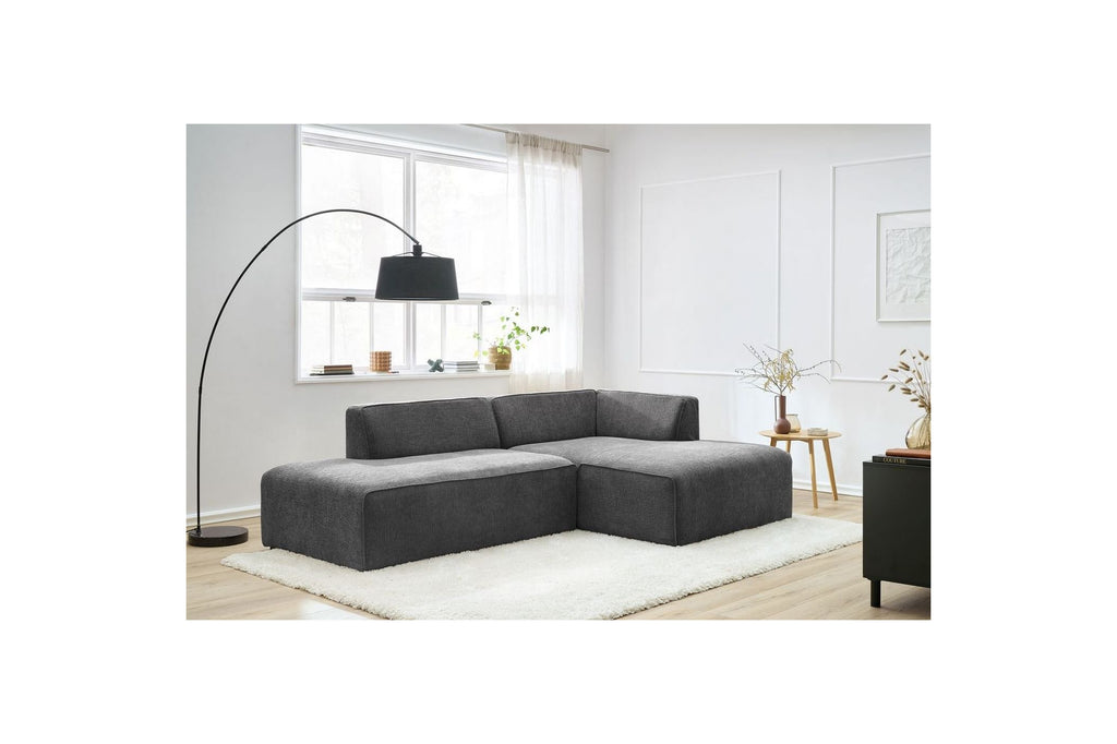 MEGEVE fixed corner sofa in textured fabric - Right-hand corner - BOBOCHIC - The Bradery