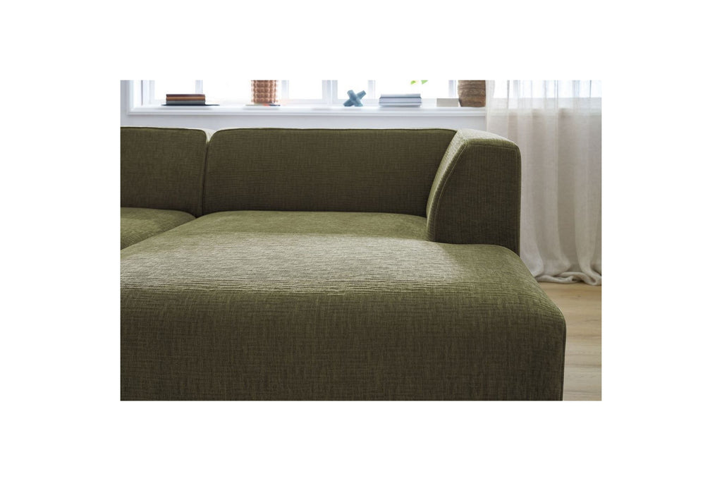 MEGEVE fixed corner sofa in textured fabric - Right-hand corner - BOBOCHIC - The Bradery