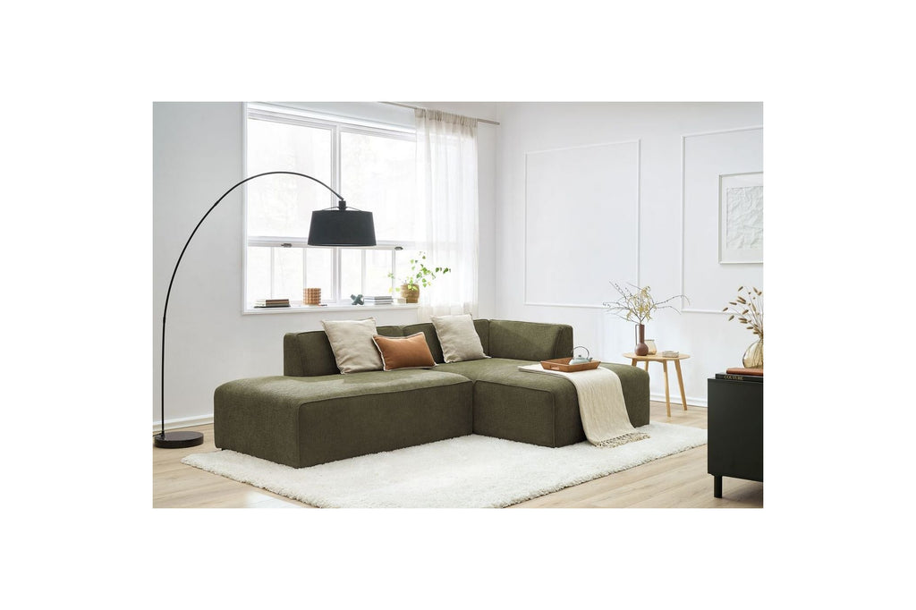 MEGEVE fixed corner sofa in textured fabric - Right-hand corner - BOBOCHIC - The Bradery